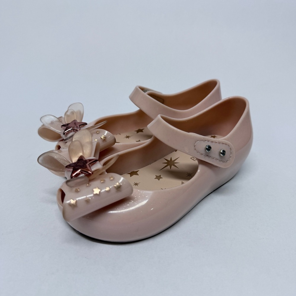 Mini Melissa Ultragirl Star Bow Pink Jelly Mary Jane Flats Toddler Size 8 USA